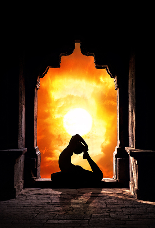 Yoga silhouette in temple Yoga Zaneta silhouette in temple